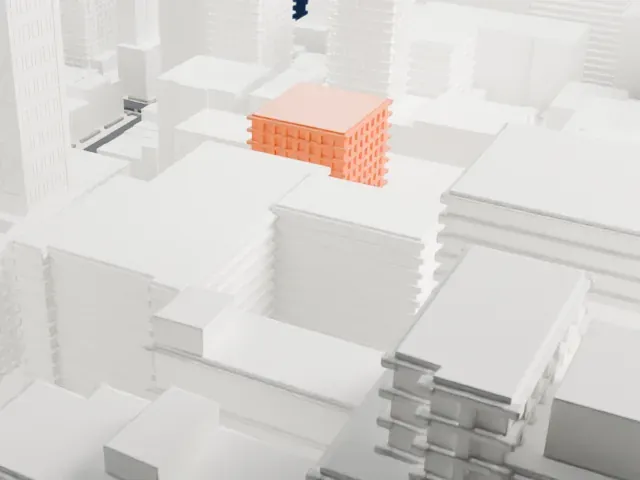 130 West 30th Street model, North view