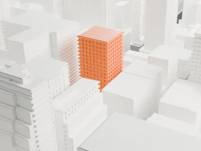 130 West 30th Street model, West view