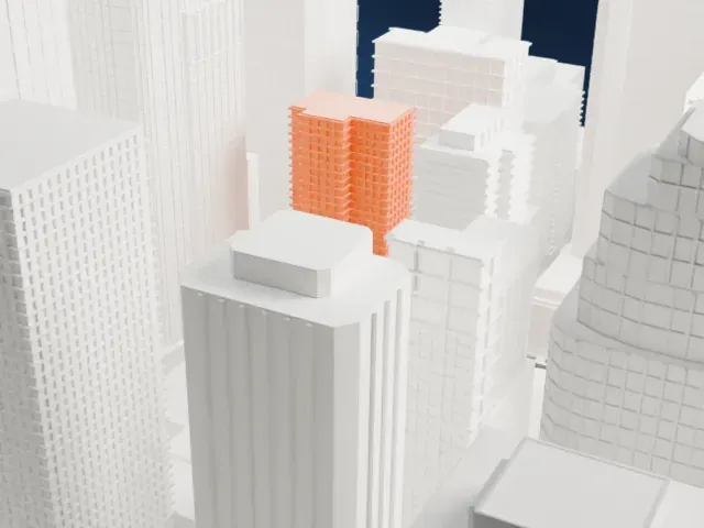 1500 Broadway model, East view