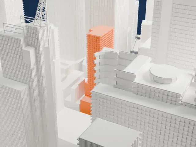 1500 Broadway model, North view