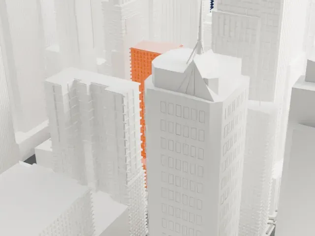1500 Broadway model, West view