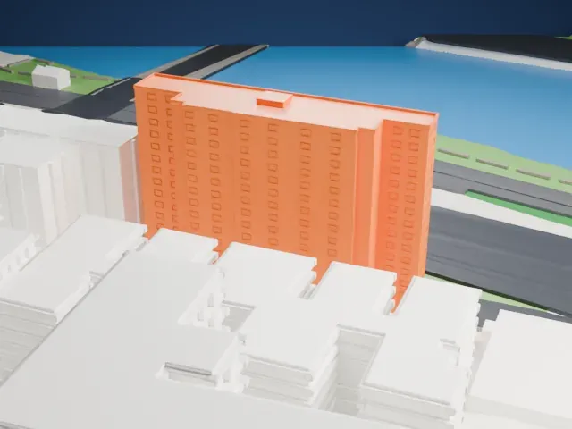 1520 Sedgwick Avenue model, East view