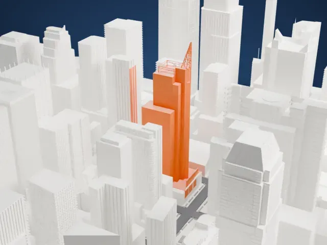 1540 Broadway model, North view