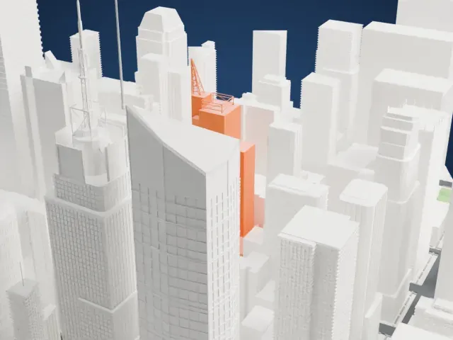 1540 Broadway model, South view