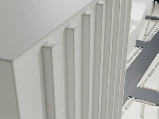 1552 Broadway model, North view