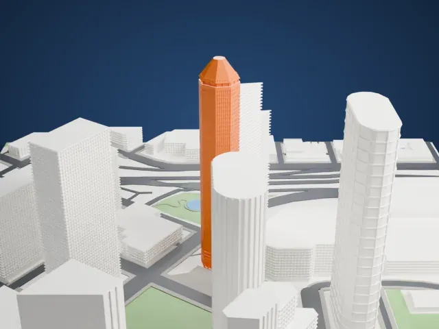 1600 Smith Street model, East view