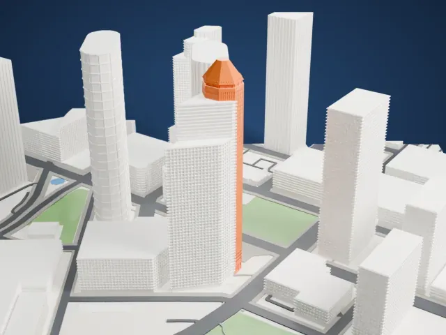 1600 Smith Street model, West view