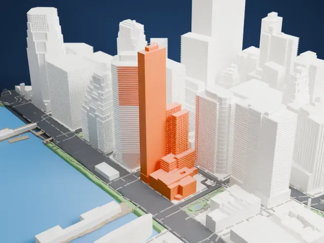 161 Maiden Lane model, East view
