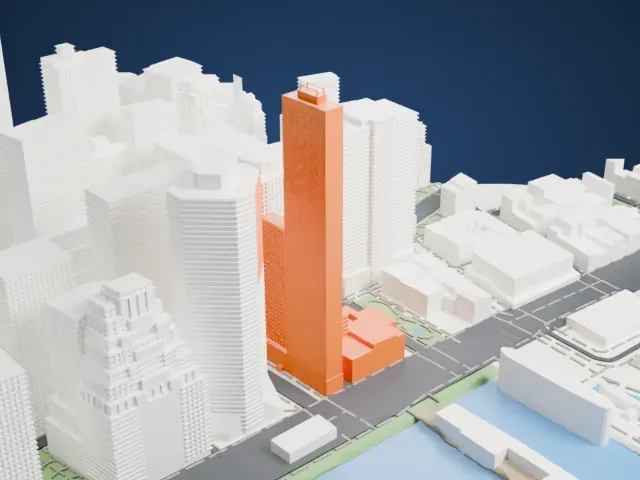 161 Maiden Lane model, South view