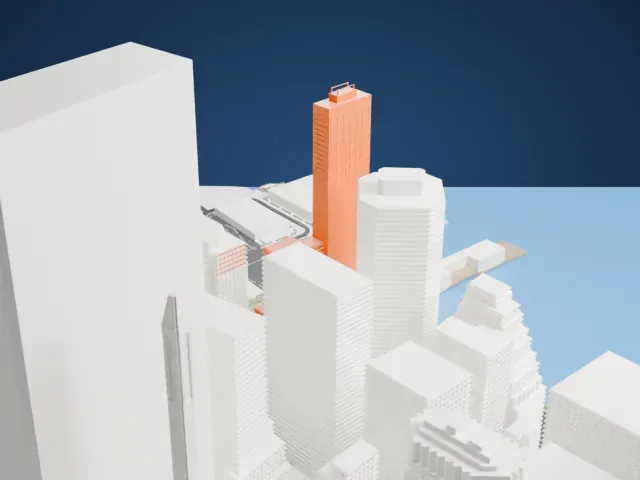 161 Maiden Lane model, West view