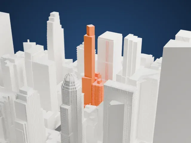 1717 Broadway model, East view