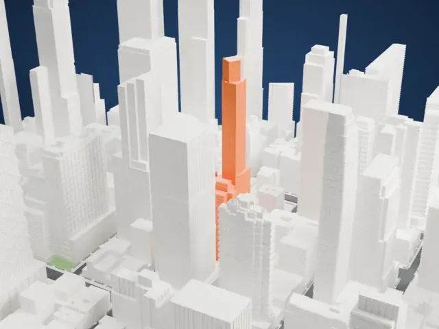 1717 Broadway model, West view