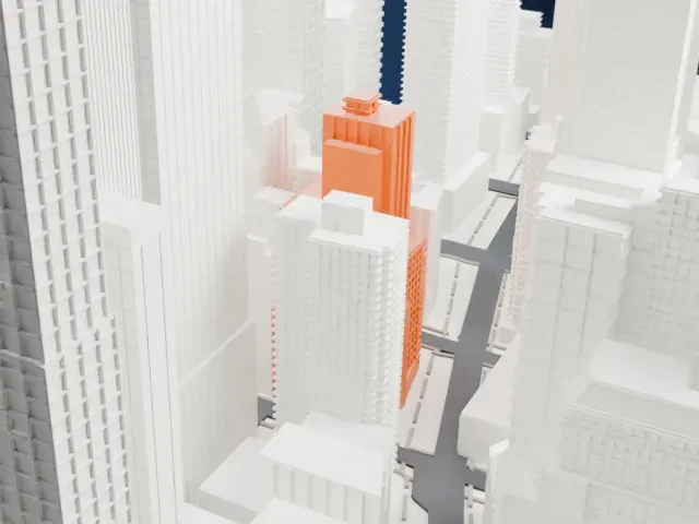 1740 Broadway model, North view