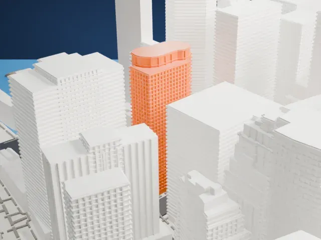175 Water Street model, North view
