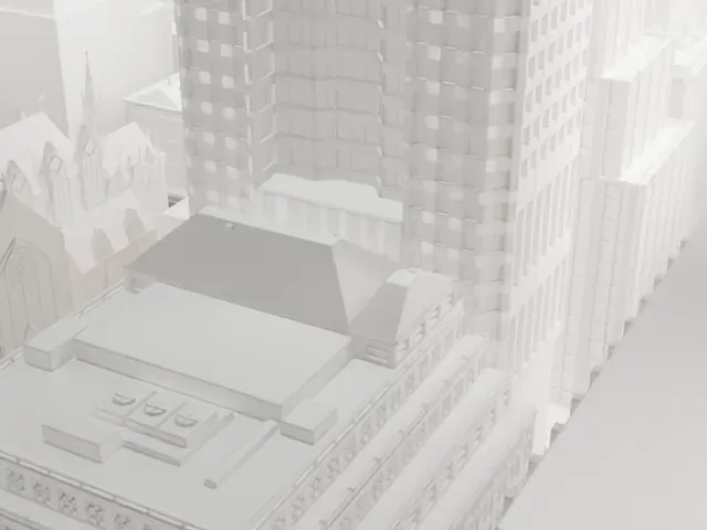 18 East 50th Street model, West view