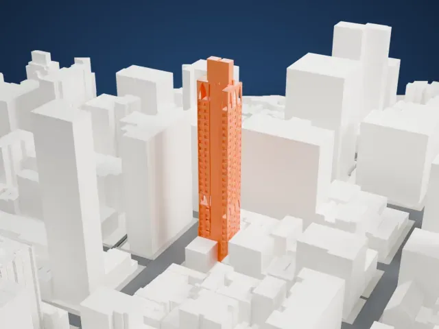 180 East 88th Street model, North view