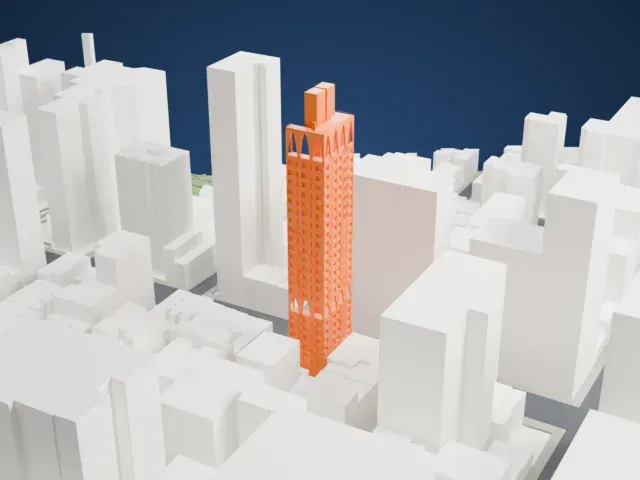 180 East 88th Street model, West view