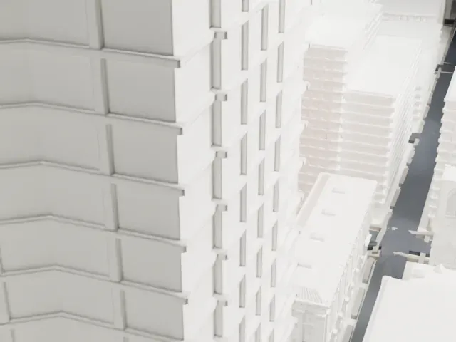 185 Montague Street model, North view