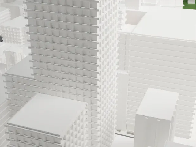 185 Montague Street model, South view