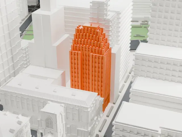 185 Montague Street model, West view