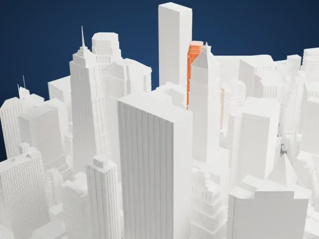 20 Exchange Place model, North view
