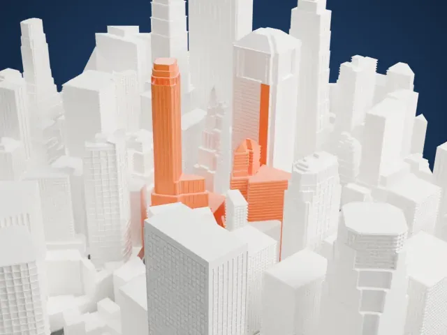 20 Exchange Place model, South view
