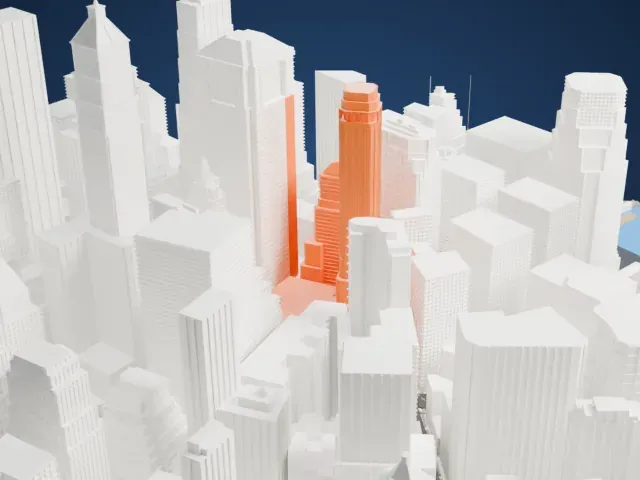 20 Exchange Place model, West view