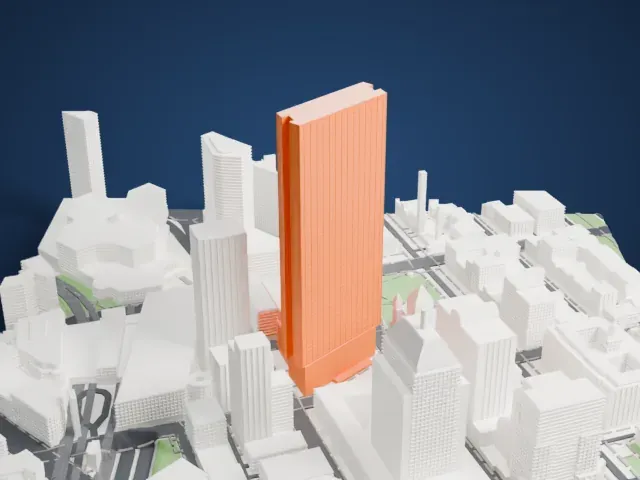 200 Clarendon (John Hancock Tower) model, East view