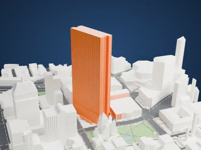 200 Clarendon (John Hancock Tower) model, North view