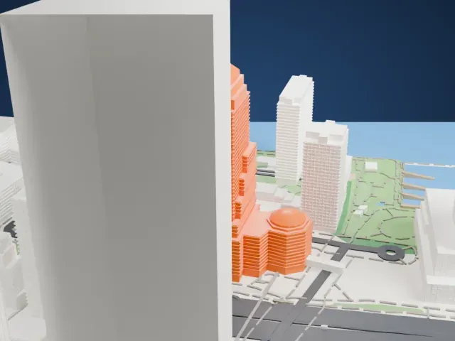200 Liberty Street model, East view