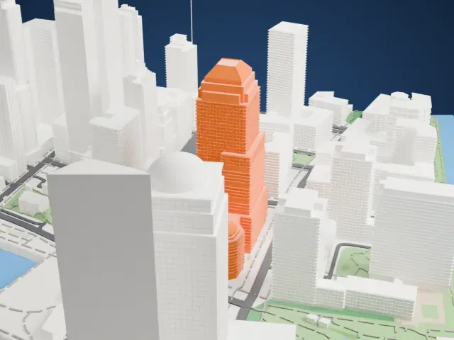 200 Liberty Street model, North view