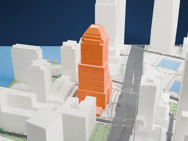 200 Liberty Street model, South view