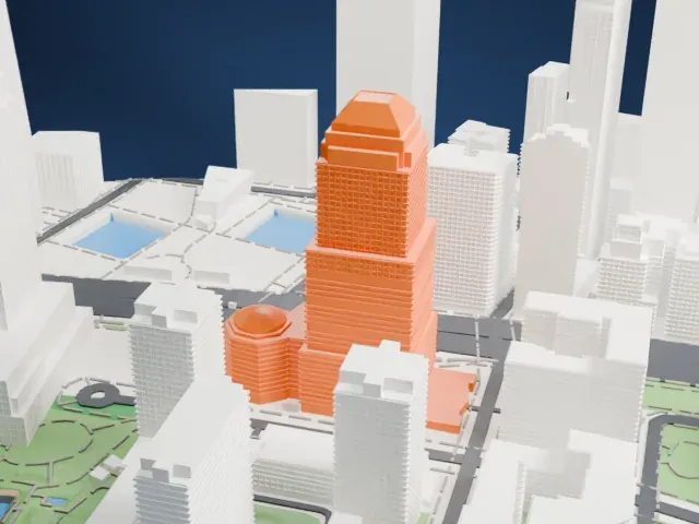 200 Liberty Street model, West view