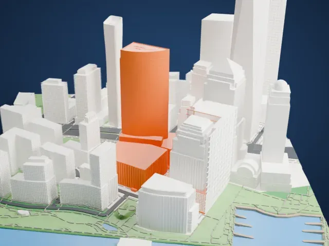 200 West Street model, West view