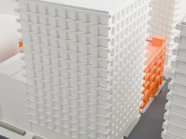 207 East 36th Street model, West view