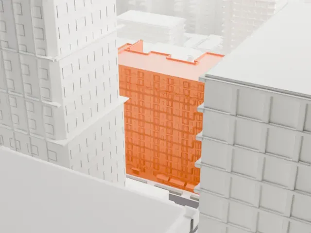210 East 68th Street model, North view