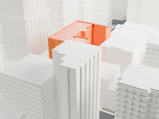 210 East 68th Street model, West view