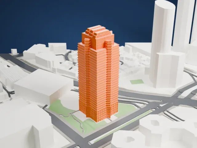 2121 Avenue of the Stars model, East view