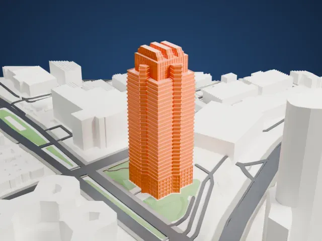 2121 Avenue of the Stars model, North view