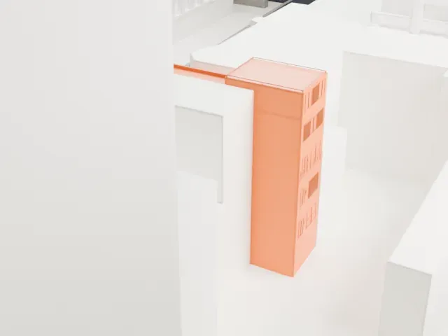 219 East 49th Street model, East view