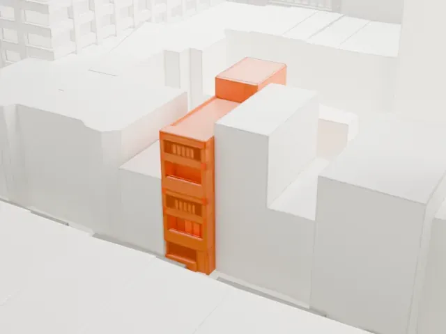 219 East 49th Street model, South view