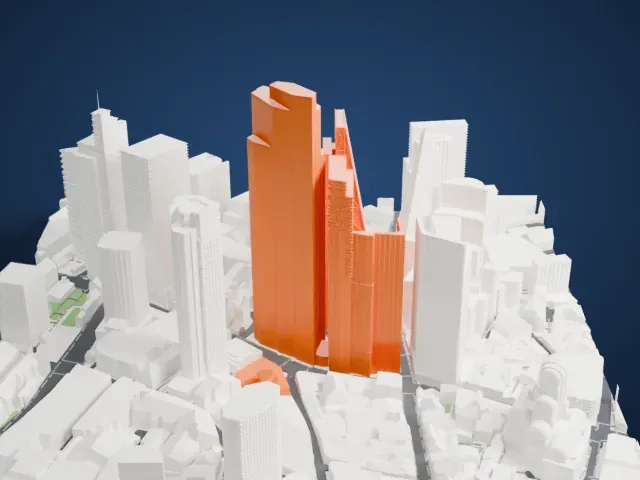 22 Bishopsgate model, West view