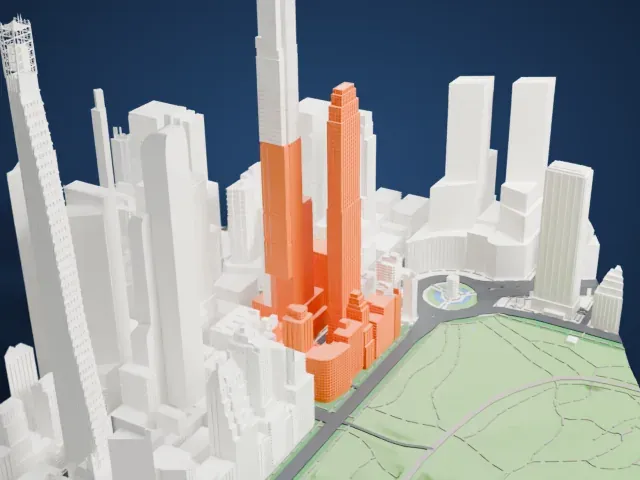 220 Central Park South model, East view