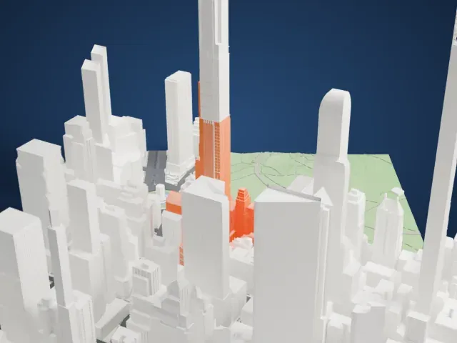 220 Central Park South model, South view