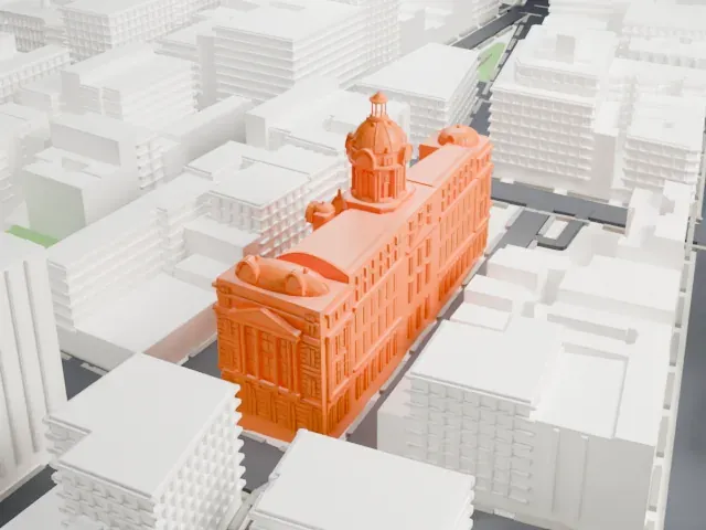 240 Centre Street model, South view