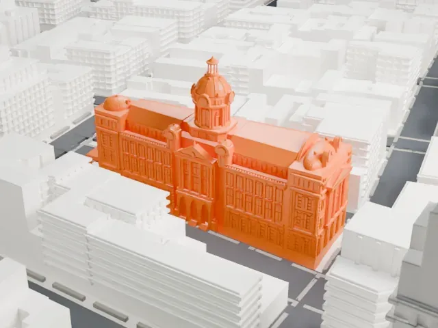 240 Centre Street model, West view