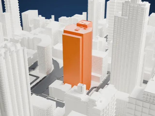 240 East 38th Street model, East view