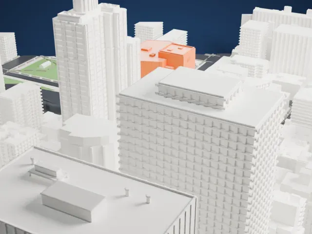 240 East 38th Street model, North view