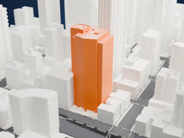 240 East 38th Street model, South view