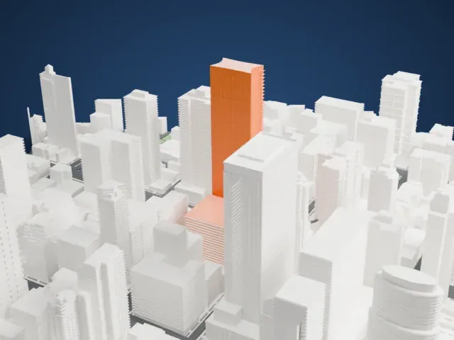 252 East 57th Street model, West view
